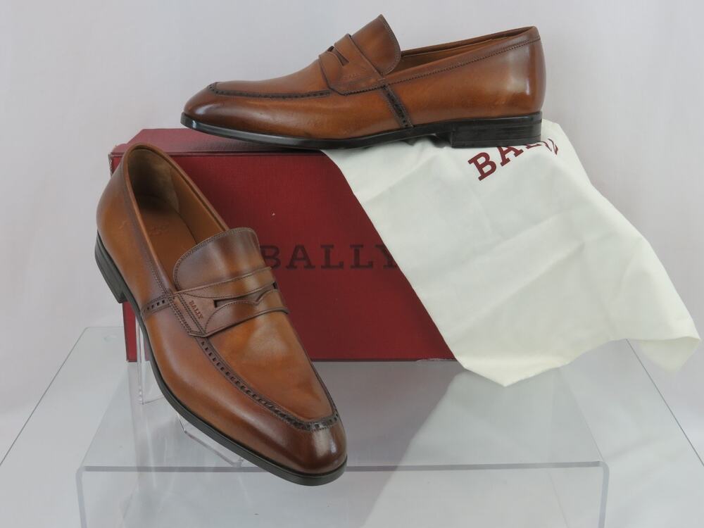NIB BALLY LARSO BROWN LEATHER PENNY LOAFERS 9.5 42.5